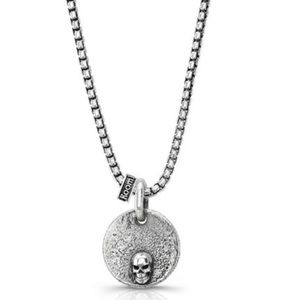 Room101 Distressed Coin Pendant With Skull